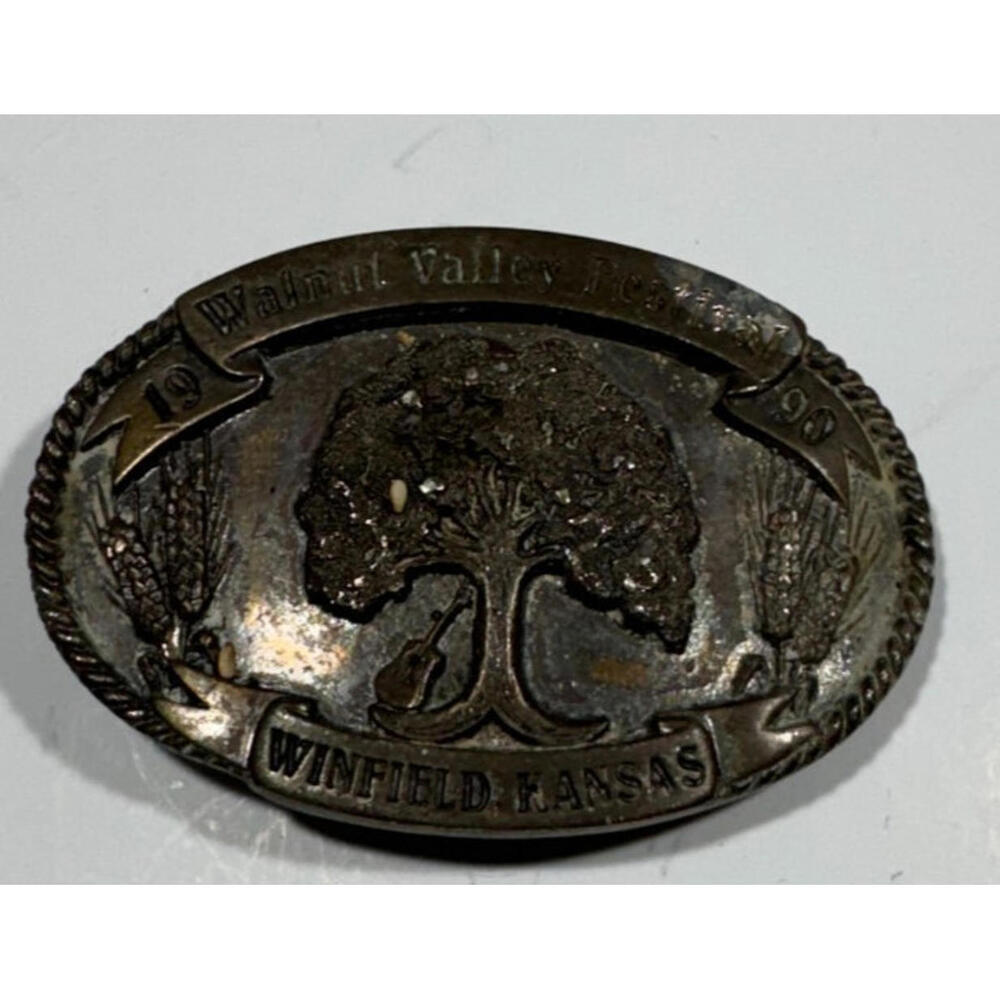 1990 Walnut Valley Festival Belt Buckle Winfield Kansas 38 of 200 S&S Buckle Co